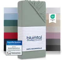 Blumtal® Basics Jersey (zestaw 2) prześcieradło 90x200cm - Certyfikat Oeko-TEX, 100% bawełniane prześcieradło, do wysokości materaca 20 cm, Summer Green - Zielony