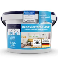 Anti Schimmel Renovierfarbe Innen Weiß 2,5L [FÜR ALLE WÄNDE] - Antischimmelfarbe für feuchte Räume, Bad & Küche - Wandfarbe weiß