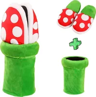 Winter Plüsch Haus Slipper Lustige Cosplay Schuhe Niedliche Baumwollschuhe Cannibal Blume Home Wear Sneakers Grün, Rot/Ausflug, einfarbig
