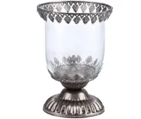 Windlicht aus Glas und Metall in orientalischem Stil