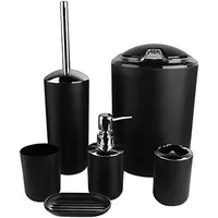 Badset 6 Set Badezimmer Set Praktische Badutensilien Badaccessoires schwarz