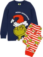 The Grinch - Schlafanzug mit langer Hose für Kinder - weihnachtliches Design NS7361 (104) (Blau/Rot/Weiß)