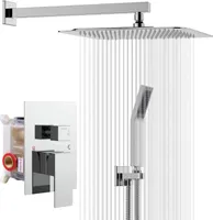 Rainsworth Unterputz Duscharmatur Set, 25x25cm Quadratischer Regenduschkopf mit Hochmoderne Air Injection Technology, Hochwertig Edelstahl und Messing