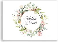 Friendly Fox Dankeskarten Blumenkranz, 12 Dankeschön Karten mit Blumenkranz Motiv, Klappkarte blanko mit Kraftpapier Umschlag, DIN A6 Karten Danke sagen