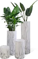 wuuhoo I Pflanzkübel Lily Fiberglas weiße Marmoroptik I Edel mit Einsatz I Wetterfest I Bodenvase 120cm