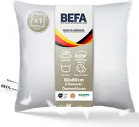 BEFA NATUR - Hergestellt in Deutschland - 3-Kammer Kopfkissen 60x80 cm (2 Stück) - Allergiker geeignet (Nomite) - Downpass