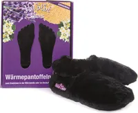 Habibi Wärmeschuhe aufheizbare Thermo Hausschuhe Fußwärmer für Mikrowelle & Ofen - schwarz, Schuhgröße L (EU 41-45)
