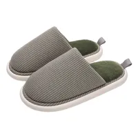 Damen und Herren Winter Hausschuhe  Warm Plüsch  Warm Pantoffeln  Weiche Rutschfest Hausschuhe, Farbe: Graugrün, Größe: 40/41