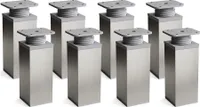 8er Set sossai® moderne Möbelfüße in Inox/Grau 120mm höhenverstellbar Schrankfüße Sockelfüße