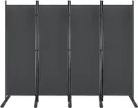 TWOLIIN Paravent 225 x 180 cm Raumteiler Freistehend Trennwand 4 Teilig Stellwand mit Standfuß Sichtschutz für Büros Balkon Garten, Anthrazit