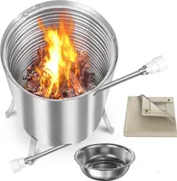 JOIEYOU Poolheizung Holz Feuertonne Poolheizung mit Feuer Edelstahl Brennholz Tonne mit Heizspirale, Feuerfeste Matte und Tablett Pool Heizung Poolofen Heizungen für Schwimmbäder
