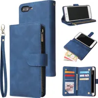 Für iPhone 6 / 6S plus 7 8 Smart Phone Cover Münztasche mit Karten Halterung Reißverschluss Kunstleder Case