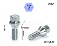 Kolový šroub M12x1,25x24 kužel, klíč 17, C17B24, výška 48,5 mm