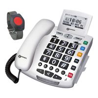 ELDAT Fon Alarm APF03: Hausnotruf, Telefon mit Notrufarmband; schnurgebundenes Festnetztelefon mit Notrufknopf und Notruf Armband