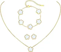 Goldschmuckset aus Chirurgenstahl mit Halskette, Armband und Ohrringen