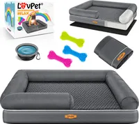 LovPet® Orthopädisches Hundebett Hundekissen Hundekorb Relax, Inkl. Napf + 3X Kauknochen, Hundesofa für Kleine, Mittelgroße & Große Hunde, Bezug abnehmbar und waschbar