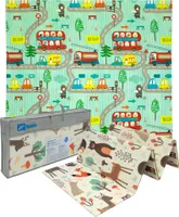 Humbi Doppelseitig faltbare XPE-Schaumstoff-Lernmatte 200x180x1 Waldstraße