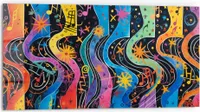 DEQORI Küchenrückwand Glas 80x40 cm 'Klangwellenfarben' Spritzschutz Bad Rückwand Küche