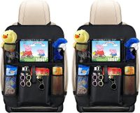 #1 Beige Reise-Utensilien und Spielzeug Rücksitz Organizer für Kinder LvRao Multifunktional PU Leder Auto Rückenlehnenschutz 