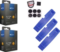 2x Fahrradschlauch Schwalbe 12+ 12.5 Zoll Blitzventil 47-203/62-203 +Reifenheber