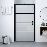 vidaXL Drzwi prysznicowe matowe szkło hartowane 91x195 cm czarne