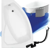 BADLAND Eckbadewanne Badewanne Rima LINKS 160x100 mit Ablaufgarnitur, Füßen und Styroporverkleidung GRATIS