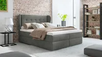 Bari 4 Boxspringbett 180x200, Bett Boxspring mit Lattenrost, Matratze Bonell und Topper – Ihr komfortables Doppelbett!" Hellgrau