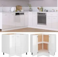 vidaXL Podstawa narożna biała wysoki połysk 75,5x75,5x80,5 cm płyta wiórowa