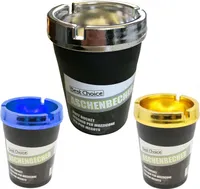 3x Aschenbecher Windaschenbecher Ascher Tisch Auto Balkon in Metallic Silber, Blau & Gold