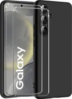 2in1 Schutz Cover Set für das Samsung Galaxy XCover 5 besteht aus 2x 9H Glas Folie Display Schutzfolie und 1x Silikon Case Schutzhülle - Hülle in Schwarz