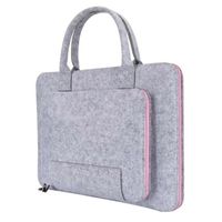 Filz Laptop Tasche Schutzhülle Case Notebooktasche Cover Handtasche 17" Zoll, Grau+Rosa