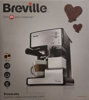 Breville VCF045X PrimaLatte kávovar na kávu a espresso, vhodný na kávu v prášku alebo v kapsuliach, 15 barov, napeňovač mlieka, strieborná/biela