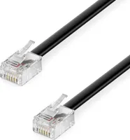 deleyCON 3,0m Telefonkabel RJ11 Modularkabel 6P4C Westernkabel RJ11 auf RJ11 Stecker Flachkabel Telefondose Modem Router Fax ISDN DSL VDSL Internet Schwarz
