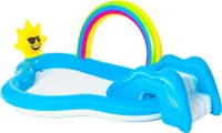 BESTWAY 53092 Regenbogenpool mit Rutsche 257x145x91cm, KX6073