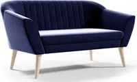 GUTTO Sofa 2 Sitzer -- KEYA -- Blau Sitzbank Samt Holzfüße Schnelle Lieferung skandinavischer Stil - schöne Steppung
