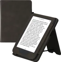 kwmobile Flip Hülle kompatibel mit Kobo Clara 2E / Tolino Shine 4 - Handschlaufe - Cover Dunkelgrau