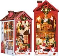 Miniatur Puppenhaus Weihnachtshaus DIY 3D Handwerk Puppenhaus Kit Handmade Modell Christmas Book Nook Kit Weihnachtsgeschenke