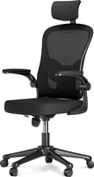 Kancelářská židle - Ergonomická kancelářská židle - Otočná židle s bederní opěrkou - nastavitelná opěrka hlavy, područky a výška - černá