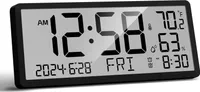 Wanduhr Wanduhr LCD Wanduhr digital mit Temperatur und Luftfeuchteanzeige