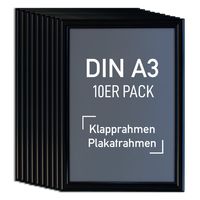 10 Stk. Aluminium Klapprahmen schwarz, Plakatrahmen, Wechselrahmen (DIN A3)