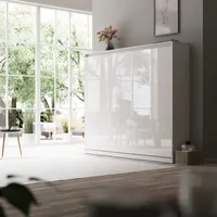 Skříňová postel Classic 160x200 Šatní skříň Postel 160HorizontálníBílá/bílý vysoký lesk Bez matrace