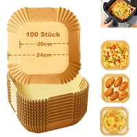 Backpapier für Heißluftfritteuse, 100 Stück 20-24cm Air fryer Backpapier Antihaft Einwegschalen Luftfritteuse