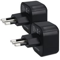 kwmobile 2x Reiseadapter Italien Typ-L - Reise Adapter Reisestecker Schuko EU zu Typ L Steckdose in z. B. Italien - Stromadapter Urlaub Schwarz