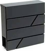 Wiltec Designer Briefkasten V14 Anthrazit 370 x 105 x 370 mm, Wandbriefkasten mit Schloss und Zeitungsrolle, Postkasten aus pulverbeschichtetem Stahl