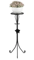 HowHomely Klassisch Pflanzenständer, Blumenhocker aus Metall Schwarz 95 cm Höhe - Blumenständer für das Haus