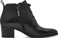 Tamaris Damen Stiefelette Leder Blockabsatz Schnürung 1-25131-43, Größe:40 EU, Farbe:Schwarz