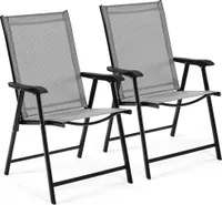 Yaheetech 2er Set Gartenstühle Hochlehner Klappstühle Terrassenstühle mit Rückenlehne&Armlehnen Klappbare Outdoor-Stühle Essstühle bis 150kg Belastbar