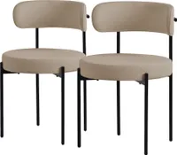 ML-Design 2er Set Esszimmerstuhl mit Rückenlehne, Braun, Küchenstuhl aus Teddystoff