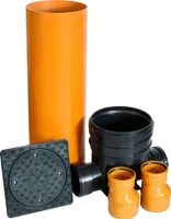 ScarMaxx Schachtsystem, 1m Rohr, H128 cm, B85cm, 2xDN125, 2xReduzierung 160/125