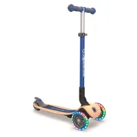 Globber Primo Foldable Scooter Wood Holzdeck mit Leuchtrollen / 3 Wheels-Scooter **, Farbe:Navy Blue